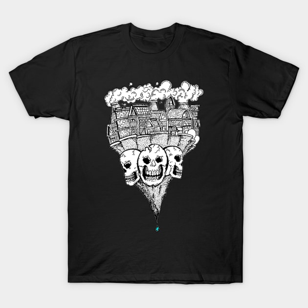 Earthquake Skull On Earth T-Shirt by Riandrong's Printed Supply 